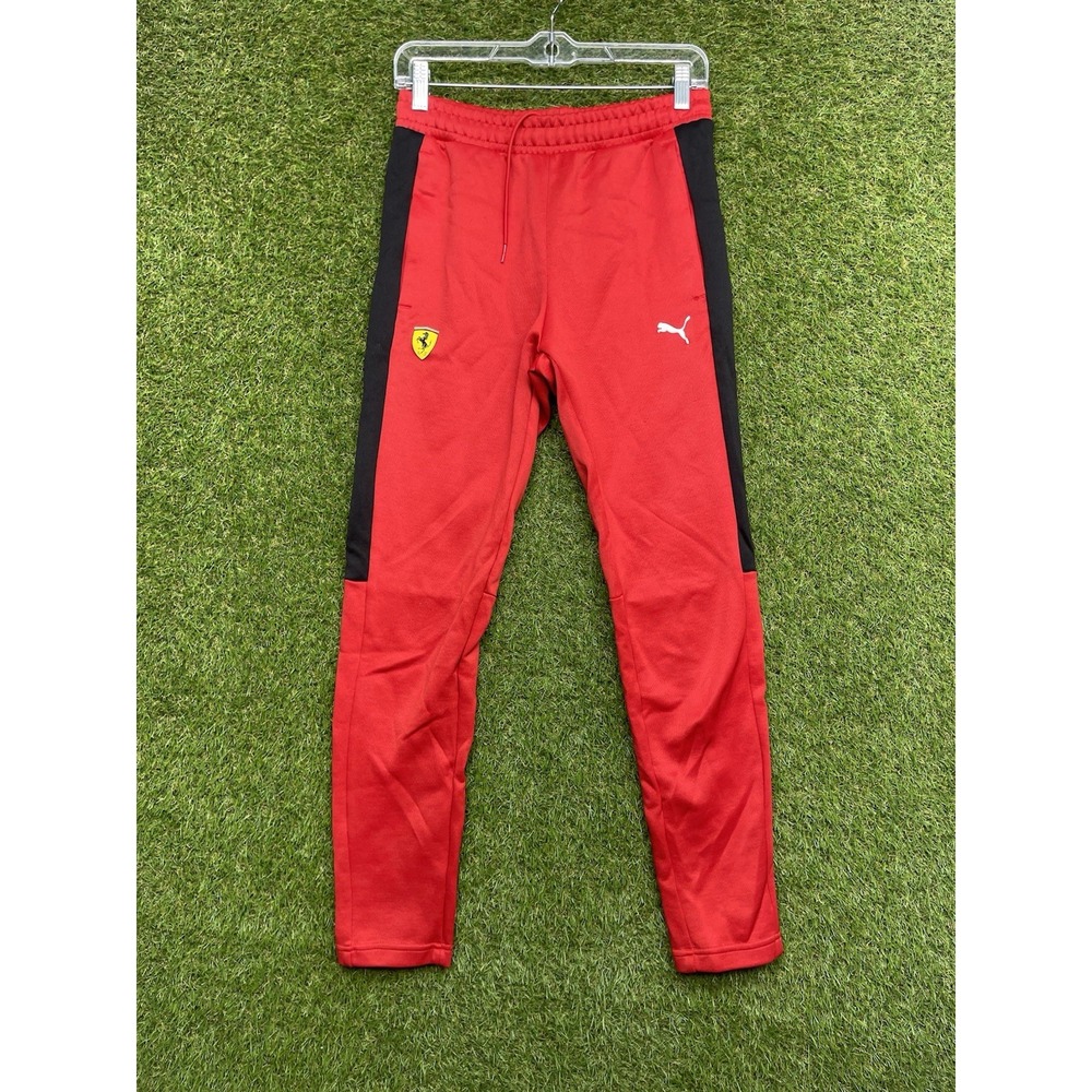 PUMA Scuderia Ferrari SDS Sweatpants Mens Small Joggers Red Zip Pockets Lounge